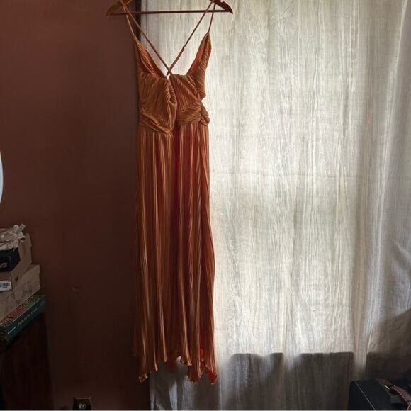 En Saison Illianna Maxi Long Dress High Low Asymmetrical Orange NEW Size S - Picture 5 of 10